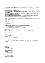Doc Perulangan Looping Dengan While Do Dan Repeat Until Dalam Pascal Zahrotul Munawaroh Academia Edu