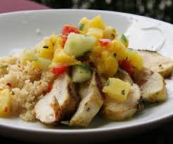 Add the mango chutney to the chicken, stir well and leave to bubble for 2 minutes then add the remaining chicken stock and spring onions and cook for 5 minutes, or until the chicken is cooked through. Mango Chicken With Couscous