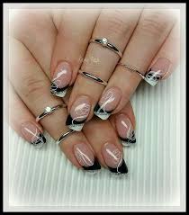 Black And White Nail Art Design Black White Silver Tips Nails Silver Tip Nails White And Silver Nails French Nails