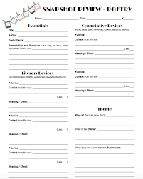 Review Poetry In A Snap With This One Page Worksheet Intended To Help Students Reflect Upon A Poetry Analysis Worksheet Poetry Worksheets Poetry Middle School