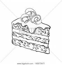 Black And White Hand Drawn Piece Of Layered Chocolate Cake With Icing And Shavings Sketch Style Vector Illus Cizim Egitimleri Boyama Sayfalari Cizim Fikirleri