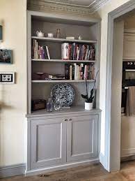 Bespoke Fitted Alcove Unit Traditional Dresser Style With Book Shelves And Panelled Door C Living Room Shelves Alcove Ideas Living Room Victorian Living Room