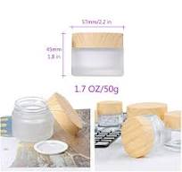 Amazon.com: Healthcom 50 Gram/50 ml Empty Sample Jars Round Frosted Glass Bottle Cosmetic Cream Jar Wood Grain Lid Cosmetic Container Glass Cream Box ...