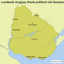 Map of uruguay (overview map/regions) : Stepmap Landkarte Uruguay Karte Politisch Mit Gewassern Landkarte Fur Uruguay