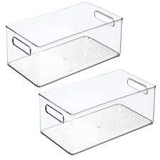 Mdesign Plastic Bathroom Storage Bin Tote With Handles 2 Pack Clear Target
