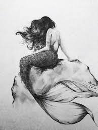 Black And White Mermaid Drawing Black And White Mermaid Drawings Mermaid Sketch Charcoal Art
