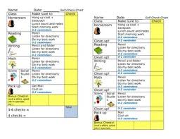 Self Management Behavior Chart For Elementary Grades