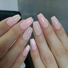 Light pink ombre nails with glitter. Pterodactyl Pink Glitter Nails Pink Ombre Nails Gel Nails