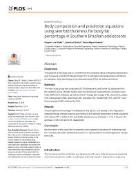 Pdf Body Composition And Prediction Equations Using