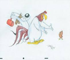 Virgil Ross Drawing Of Foghorn Leghorn Henry Hawk And Barnyard Dawg Foghorn Leghorn Drawings Art