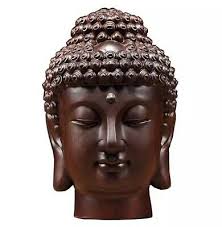 12" Natural Ebony Wood Carved Sakyamuni Buddha Head Statue Buddhism  Collection