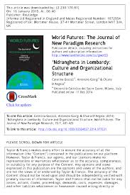 Maybe you would like to learn more about one of these? Pdf Ndrangheta In Lombardy Culture And Organizational Structure