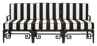 Pairing beautifully with a variety of outdoor table and seating options to create a customized look, and play with your kids and your pets. Metal Frame Greek Key Outdoor Patio Sofa With Black And White Stripe Cushions At 1stdibs