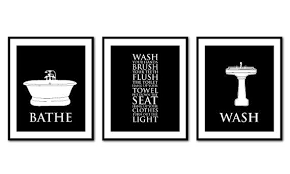 Black And White Bathroom Wall Decor Bathroom Wall Art Trio Bathroom Rules Bathe Wash Flush Typography Art Prints Vintage Bathroom Wall Decor You Choose Colors Bathroom Wall Art Bathroom Rules Bathroom Art Prints