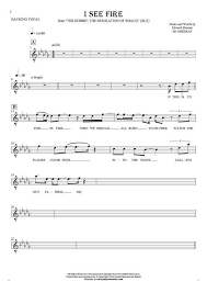 I See Fire Ed Sheeran Sheet Music And Guitar Tablatures Playyournotes