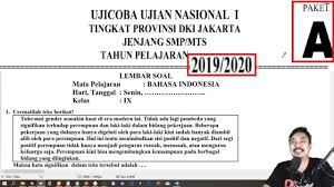 Prediksi Unbk Smp 2020 Pembahasan Ucun Dki 2020 Bahasa Indonesia Smp Tahap 1 Paket A Youtube