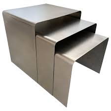 Francois Monnet Waterfall Bent Steel Nesting Ocassional Side End Tables By Kappa In 2020 Nesting Tables Stainless Steel Side Table Steel Table