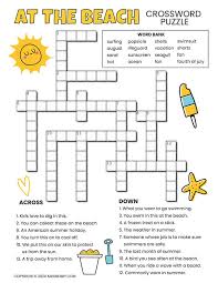 This puzzle is about word families, making it great for elementary & esl easy printable crossword puzzles are a fun way to sneak in some more spelling and vocabulary practice in the classroom. Beach Printable Crossword Puzzle For Kids Mrs Merry
