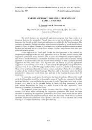 Pdf Hybrid Approach For Spell Checking Of Tamil Language