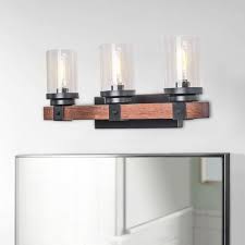 Shop black wall sconces at lumens.com. 3 Light Modern Farmhouse Bathroom Vanity Light Wall Sconce Rustic Wooden Exterior Lighting With Bubble Glass Shades For Outdoor Bathroom Restauran Wall Sconces