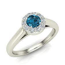 13 Ct Tw Blue White Round Diamond Halo Promise Ring 14k White Gold Ring Size 6 More Info Could Be Fo Vintage Engagement Rings Pretty Rings Gorgeous Jewelry