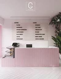 Pink Cafe With Clean Lines And A Beautifully Simple Menu Cafe Coffeeshop Pink Millennialpink Cafed Cafe Interior Design Coffee Shop Design Shop Interiors