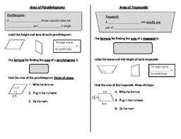 Scaffolded Notes Finding The Area Of Parallelograms And Trapezoids Scaffolded Notes Geometric Vocabulary Math For 6th Graders