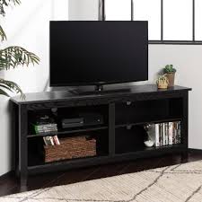 Walker Edison Furniture Company 58 Transitional Wood Corner Tv Stand Black Hd58ccrbl Wood Corner Tv Stand Black Corner Tv Stand Corner Tv