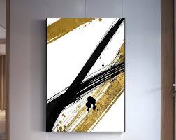 Black And Gold Artwork Green Black Gold Foil Abstract Printable Artwork Simple Home Etsy Quadros
