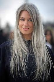 If you have fine hair, this hairstyle is for you. Sarah Harris Natural Long Hair Jpg 500 750 Pixels Natural Gray Hair Long Hair Styles Long Gray Hair