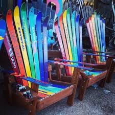 Set Of 3 Adirondack Ski Chairs With Rainbow Colors Rainbow Adirondack Chairs Adirondack Ski Bar