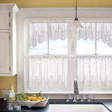 Chapter on laces, glass and sash curtains from practical decorative upholstery, containing full instructions for cutting, making and hanging all. Blossom Lace Kitchen Valance And Tier Curtains Heritage Lace