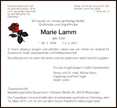 Traueranzeigen von Marie Lamm