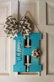 Teal Turquoise Blue Monogram Door Hanger With Chevron Burlap Distressed Letter Initial Door Hanger Monogram Door Deco Sold By Lnp Boutique On Storenvy