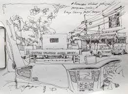 Pasti disini sudah banyak yang pernah melihat bagaimana cara menggambarnya dan ada juga yang belum pernha tahu. Kemacetan Panjang Akibat Pembetonan Jalan Raya Gunung Putri Bogor Usk Urbansketch Urbansketchers Travelsketching Travelsketcher