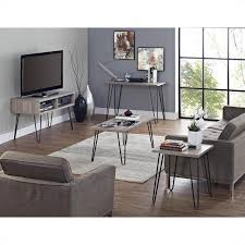 Quantity + add to list. Ameriwood Home Owen Retro Coffee Table In Distressed Gray Oak And Gunmetal Gray 5067096pcom