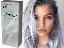 6 48 Berina A21 Color Hair Dye Cream Light Grey Silver Best Original 100 Ebay Fashion Grey Hair Color Dye Grey Hair Color Permanent Hair Dye
