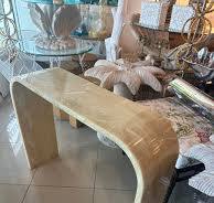 Vintage Onyx Marble Stone Waterfall Modern Console Entry Way Table