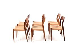 Matches a fossil stone dining table in separate listing. Set Of 6 Dining Chairs Model No 71 By N O Moller Early 1960s Room Of Art