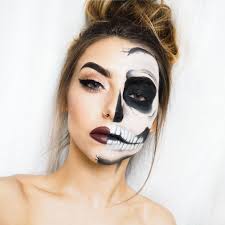 easy half skull makeup tutorial