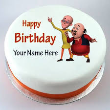 Cartoon Birthday Cake With Name And Photo Editor Happy Birthday Motu Patlu Cute Kids Cake With Your Nam Cartoon Cake Funny Birthday Cakes Cartoon Birthday Cake