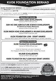 Check spelling or type a new query. Kuok Foundation Undergraduate Scholarships Awards 2017