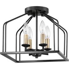 Black And Gold Flush Mount Lighting Progress Lighting Frisco 10 5 In Black And Gold Farmhouse Incandescent Semi Flush Mou Semi Flush Mount Lighting Flush Mount Lighting Light Fixtures Flush Mount
