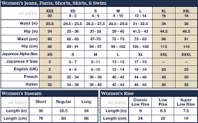 American Eagle Waist Size Chart Www Prosvsgijoes Org