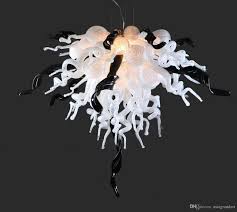 Großhandel Schwarz Weiß Led Kronleuchter Aus Mundgeblasenem Glas Modern Art Deco Murano Glass Designer Chandelier For Home Decor Von Asiagrandart