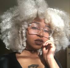 Black And White Hairstyles For Girls She Is So Awesomesauce She Would Make A Beautiful Cartoon Drawing So Pretty Black Girl White Hair Dyed Natural Hair Natural Hair Styles