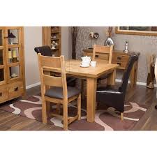 Modern dining table with two leafs, composed with 12 matching chairs. Rustic Oak Square Dining Room Table And Chairs Click Oak