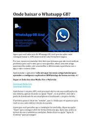 Descubre uno de los mods de whatsapp más populares de la actualidad. Onde Baixar O Whatsapp Gb By Biva Digital Issuu
