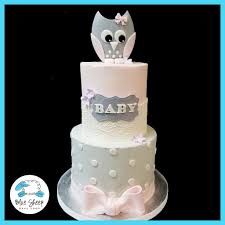 Pink And Grey Owl Baby Shower Cake Blue Sheep Bake Shop