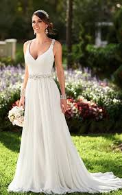 Flowy Grecian Bridal Gown With Sparkly Belt Stella York Wedding Dresses Wedding Dresses Wedding Dress Chiffon York Wedding Dress